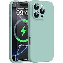 Turquoise Back Cover Silicone Case for Iphone 16 Pro Max